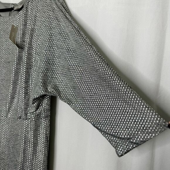 CHICO’S / metallic silver foiled dot 3/4 sleeve formal party dress / 20 l - Picture 4 of 9